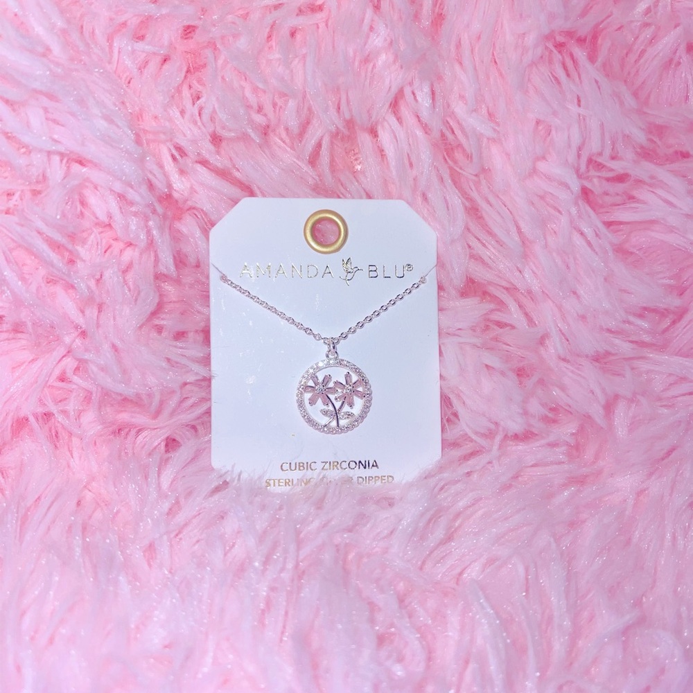 Pink and silver flower necklace bling
